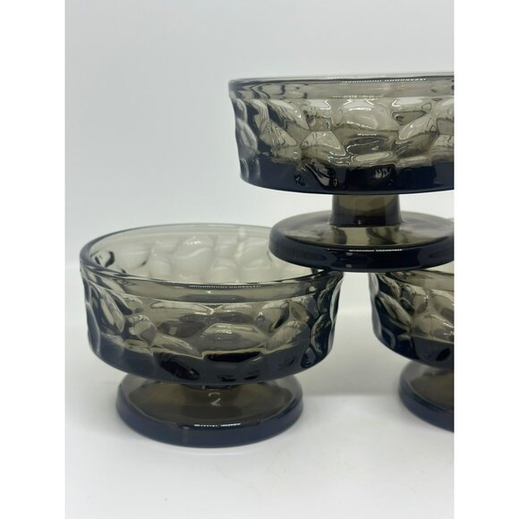 VTG Fostoria Pebble Beach Black Pearl Glass Sherbet Dish Set Footed MCM Retro 3 - Picture 4 of 8